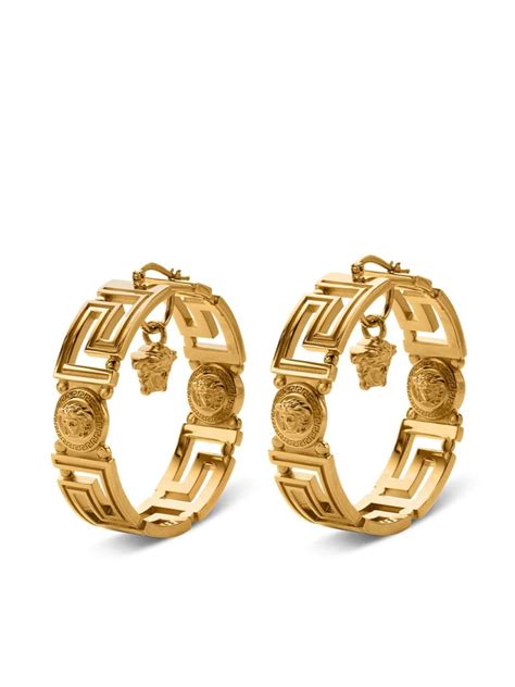 versace greca hoop earrings|versace medusa head earrings.